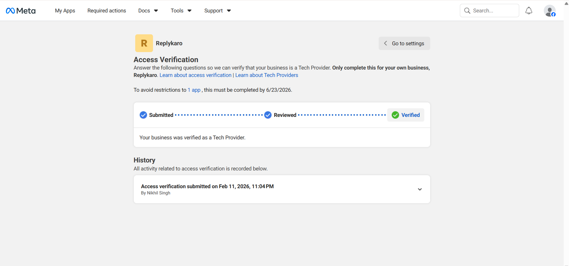 Official Meta Verified Tech Provider